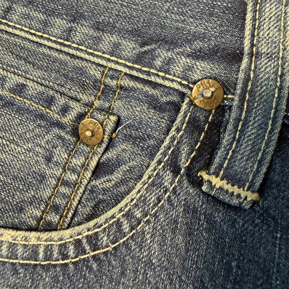 Polo Ralph Lauren 018 Slim Straight Mens 38x30 Jeans Medium Wash Starched Denim